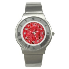 Red Peacock Floral Embroidered Long Qipao Traditional Chinese Cheongsam Mandarin Stainless Steel Watch