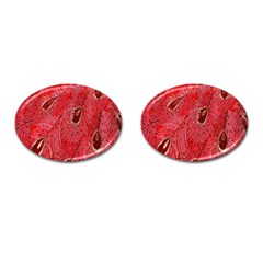 Red Peacock Floral Embroidered Long Qipao Traditional Chinese Cheongsam Mandarin Cufflinks (Oval)
