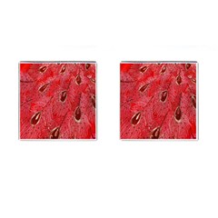 Red Peacock Floral Embroidered Long Qipao Traditional Chinese Cheongsam Mandarin Cufflinks (Square)