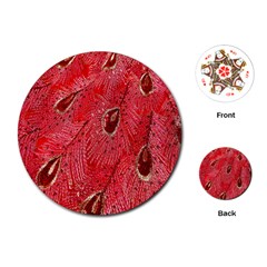 Red Peacock Floral Embroidered Long Qipao Traditional Chinese Cheongsam Mandarin Playing Cards (Round) 