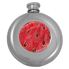 Red Peacock Floral Embroidered Long Qipao Traditional Chinese Cheongsam Mandarin Round Hip Flask (5 oz)
