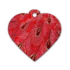 Red Peacock Floral Embroidered Long Qipao Traditional Chinese Cheongsam Mandarin Dog Tag Heart (One Side)