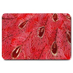Red Peacock Floral Embroidered Long Qipao Traditional Chinese Cheongsam Mandarin Large Doormat 