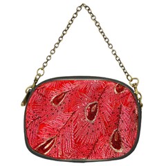 Red Peacock Floral Embroidered Long Qipao Traditional Chinese Cheongsam Mandarin Chain Purses (Two Sides) 