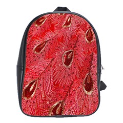 Red Peacock Floral Embroidered Long Qipao Traditional Chinese Cheongsam Mandarin School Bags(Large) 