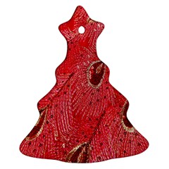 Red Peacock Floral Embroidered Long Qipao Traditional Chinese Cheongsam Mandarin Christmas Tree Ornament (Two Sides)