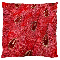 Red Peacock Floral Embroidered Long Qipao Traditional Chinese Cheongsam Mandarin Large Cushion Case (One Side)