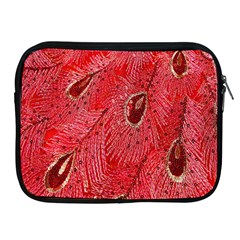 Red Peacock Floral Embroidered Long Qipao Traditional Chinese Cheongsam Mandarin Apple iPad 2/3/4 Zipper Cases