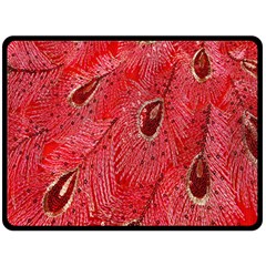 Red Peacock Floral Embroidered Long Qipao Traditional Chinese Cheongsam Mandarin Double Sided Fleece Blanket (Large) 