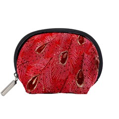 Red Peacock Floral Embroidered Long Qipao Traditional Chinese Cheongsam Mandarin Accessory Pouches (Small) 