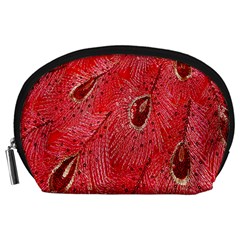 Red Peacock Floral Embroidered Long Qipao Traditional Chinese Cheongsam Mandarin Accessory Pouches (Large) 