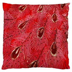 Red Peacock Floral Embroidered Long Qipao Traditional Chinese Cheongsam Mandarin Standard Flano Cushion Case (One Side)