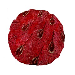 Red Peacock Floral Embroidered Long Qipao Traditional Chinese Cheongsam Mandarin Standard 15  Premium Flano Round Cushions