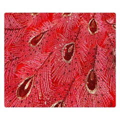 Red Peacock Floral Embroidered Long Qipao Traditional Chinese Cheongsam Mandarin Double Sided Flano Blanket (Small) 
