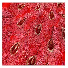 Red Peacock Floral Embroidered Long Qipao Traditional Chinese Cheongsam Mandarin Large Satin Scarf (Square)