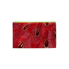 Red Peacock Floral Embroidered Long Qipao Traditional Chinese Cheongsam Mandarin Cosmetic Bag (XS)