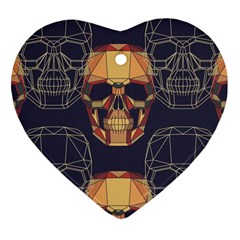 Skull Pattern Heart Ornament (Two Sides)