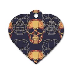 Skull Pattern Dog Tag Heart (Two Sides)