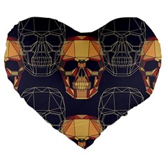 Skull Pattern Large 19  Premium Heart Shape Cushions