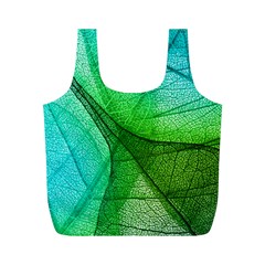 Sunlight Filtering Through Transparent Leaves Green Blue Full Print Recycle Bags (M) 