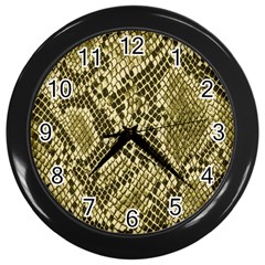 Yellow Snake Skin Pattern Wall Clocks (Black)