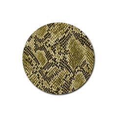 Yellow Snake Skin Pattern Rubber Coaster (Round) 