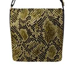 Yellow Snake Skin Pattern Flap Messenger Bag (L) 