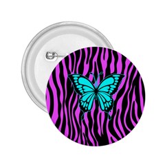 Zebra Stripes Black Pink   Butterfly Turquoise 2 25  Buttons by EDDArt