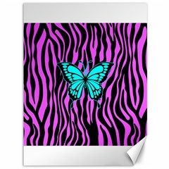 Zebra Stripes Black Pink   Butterfly Turquoise Canvas 36  X 48   by EDDArt