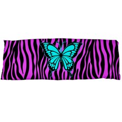 Zebra Stripes Black Pink   Butterfly Turquoise Body Pillow Case (dakimakura) by EDDArt