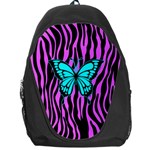 Zebra Stripes Black Pink   Butterfly Turquoise Backpack Bag Front