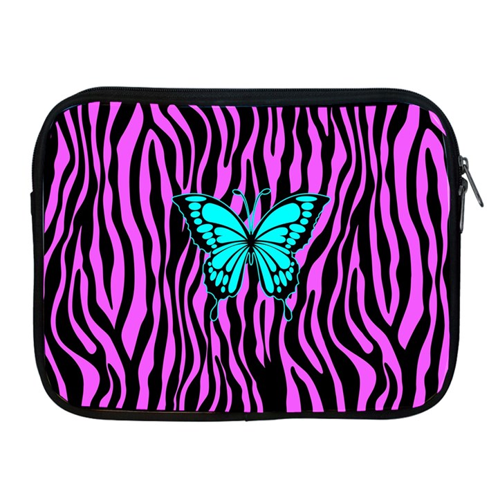 Zebra Stripes Black Pink   Butterfly Turquoise Apple iPad 2/3/4 Zipper Cases