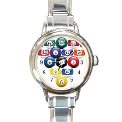 Racked Billiard Pool Balls Round Italian Charm Watch