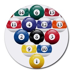 Racked Billiard Pool Balls Round Mousepads