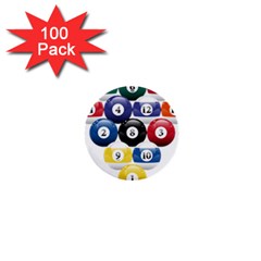 Racked Billiard Pool Balls 1  Mini Buttons (100 pack) 