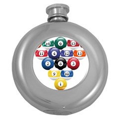 Racked Billiard Pool Balls Round Hip Flask (5 oz)