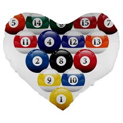 Racked Billiard Pool Balls Large 19  Premium Heart Shape Cushions