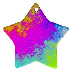 Grunge Radial Gradients Red Yellow Pink Cyan Green Ornament (star) by EDDArt