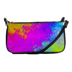 Grunge Radial Gradients Red Yellow Pink Cyan Green Shoulder Clutch Bags by EDDArt