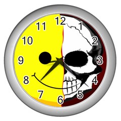 Skull Behind Your Smile Wall Clocks (Silver) 