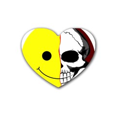 Skull Behind Your Smile Rubber Coaster (Heart) 