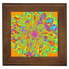 Magic Ripples Flower Power Mandala Neon Colored Framed Tiles by EDDArt