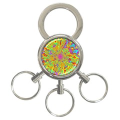 Magic Ripples Flower Power Mandala Neon Colored 3-ring Key Chains by EDDArt