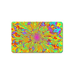 Magic Ripples Flower Power Mandala Neon Colored Magnet (name Card) by EDDArt