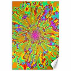 Magic Ripples Flower Power Mandala Neon Colored Canvas 12  X 18   by EDDArt