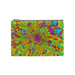 Magic Ripples Flower Power Mandala Neon Colored Cosmetic Bag (Medium)  Front