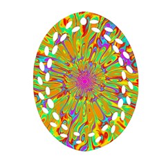 Magic Ripples Flower Power Mandala Neon Colored Ornament (oval Filigree) by EDDArt