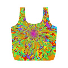 Magic Ripples Flower Power Mandala Neon Colored Full Print Recycle Bags (m)  by EDDArt