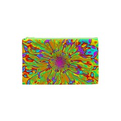 Magic Ripples Flower Power Mandala Neon Colored Cosmetic Bag (xs) by EDDArt