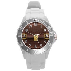 Brown Bag Round Plastic Sport Watch (L)